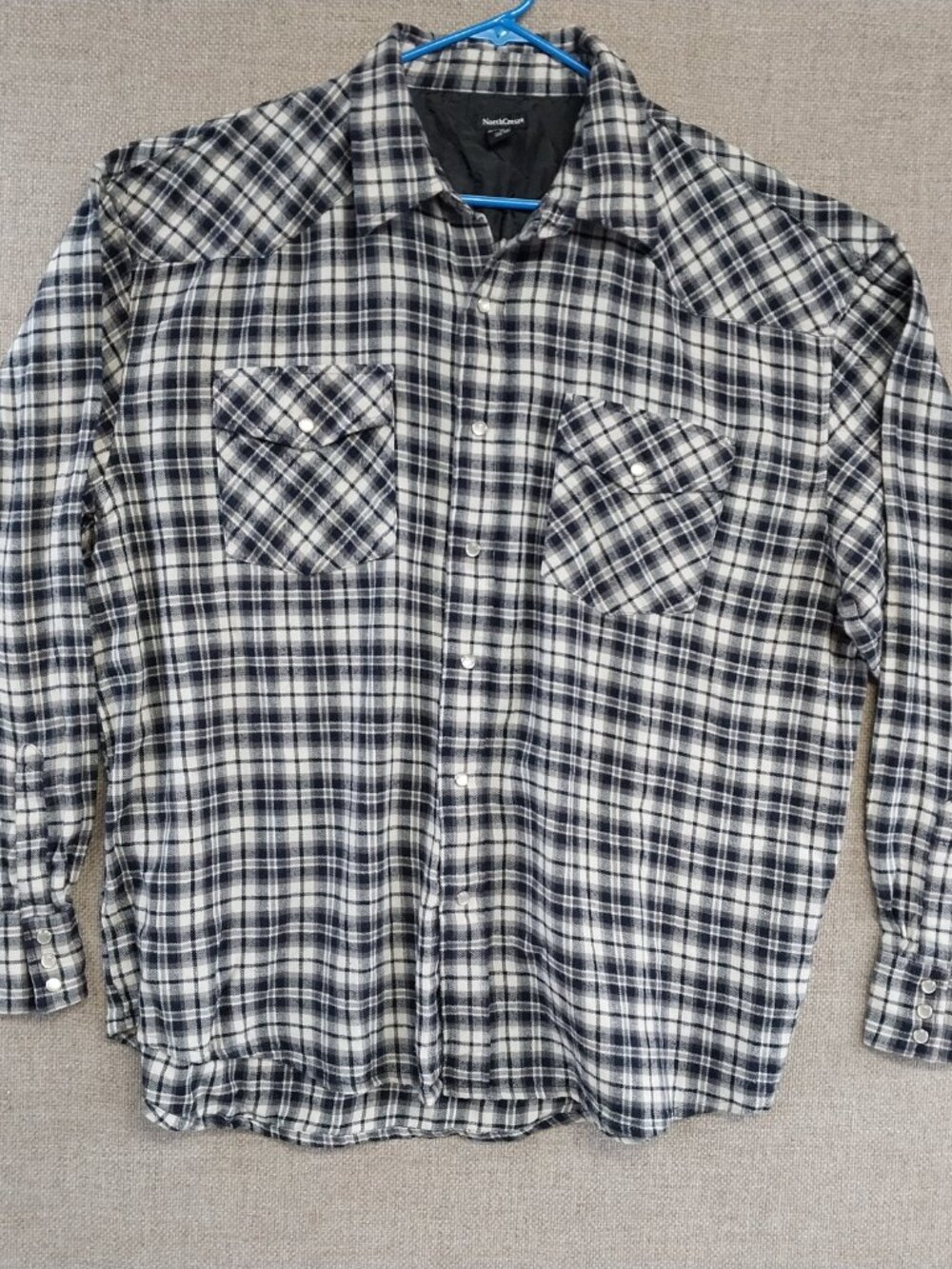 Northcrest Mens Flannel Long Sleeve Western Shirt  100% Cotton Snaps Pockets  XL